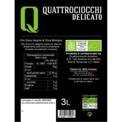 Gourmet Shop -Gourmet Shop extra virgin olive oil delicato leccino organic can quattrociocchi 3l 1