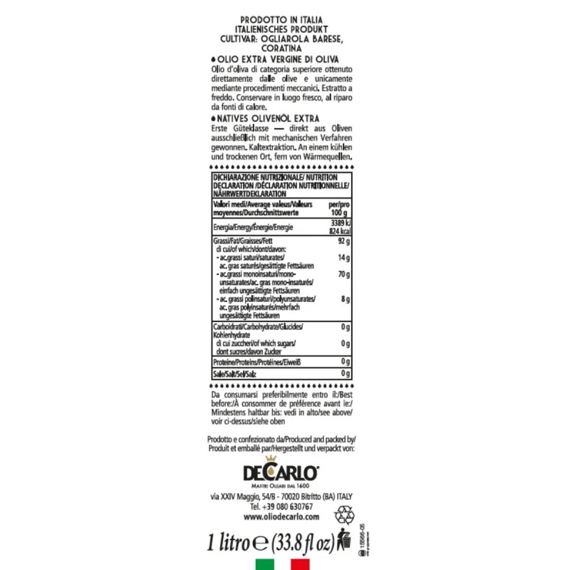De CarloExtra Virgin Olive Oil Il Classico Can 1l 2 De CarloExtra Virgin Olive Oil Il Classico Can 1l - Image 2