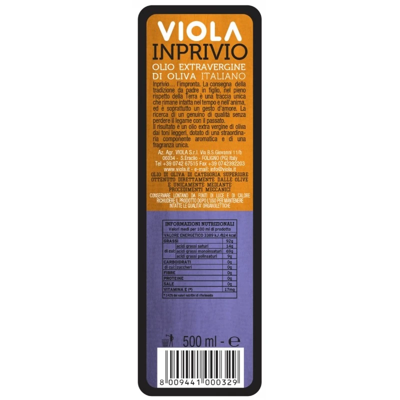 ViolaExtra Virgin Olive Oil Inprivio 500ml 2 ViolaExtra Virgin Olive Oil Inprivio 500ml - Image 2