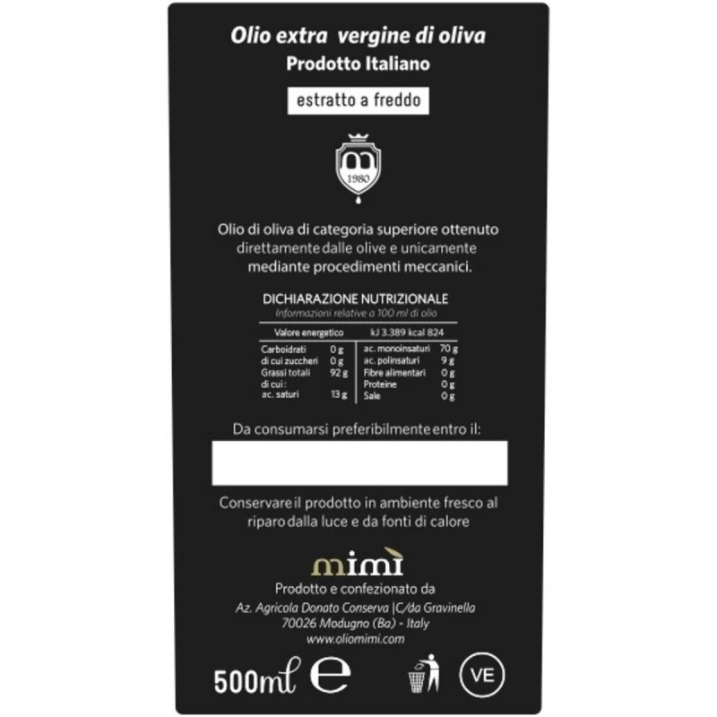 MimìExtra Virgin Olive Oil Nocellara 500ml 2 MimìExtra Virgin Olive Oil Nocellara 500ml - Image 2